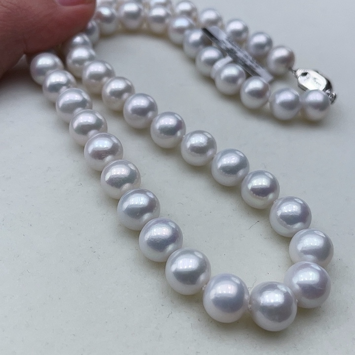 淡水珍珠颈饰银S925镶嵌卡9极光炫彩高品