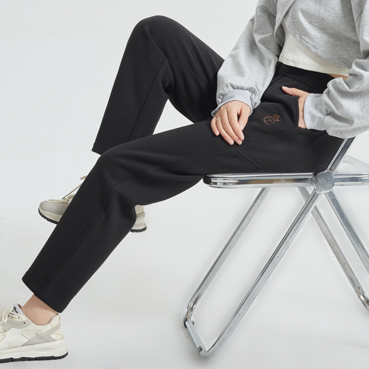 冬加绒小直筒裤妈妈裤绵羊毛高腰防风裤保暖显瘦百搭显瘦弹力裤子