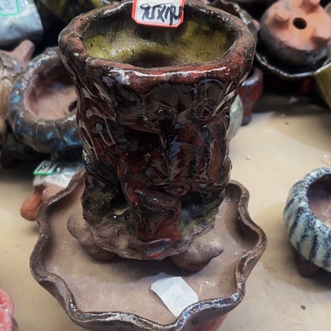 红陶粗陶花盆手工