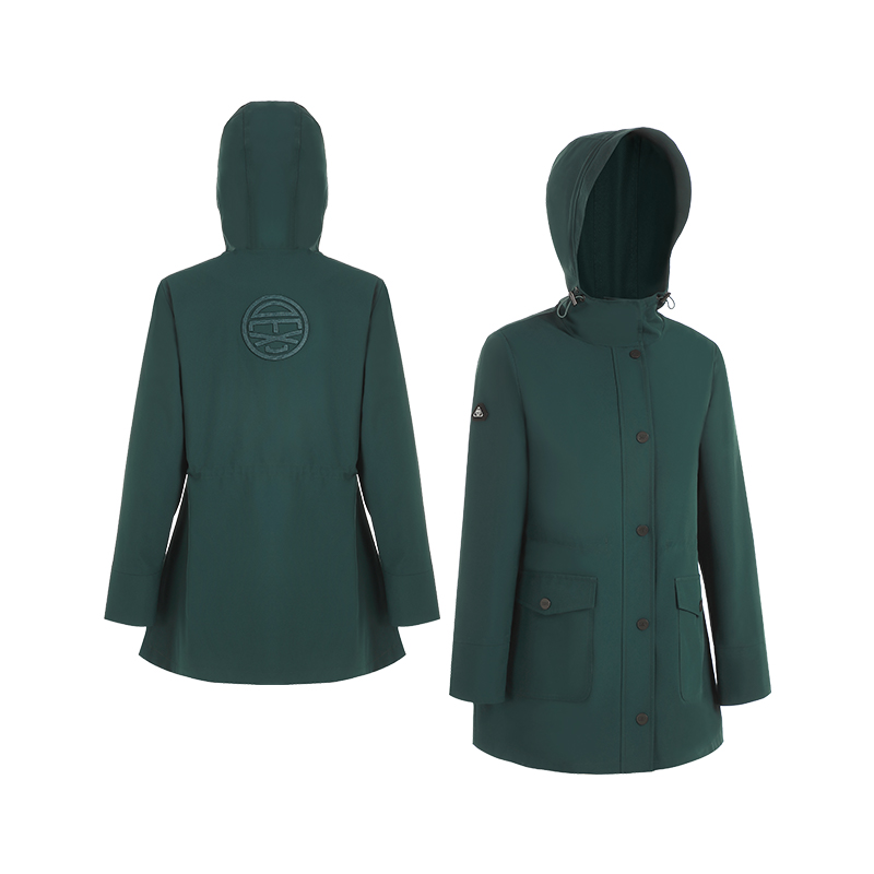 DEXGOLF高尔夫服装秋季新款6007纯色中长款连帽收腰风衣女外套