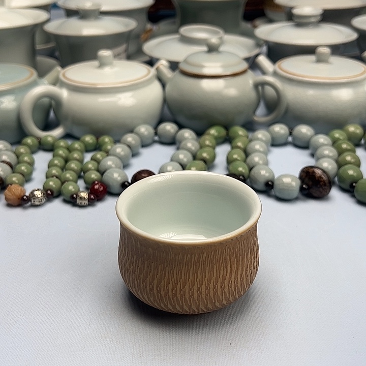 杯微暇重工月白卧佛杯原矿原釉原产地