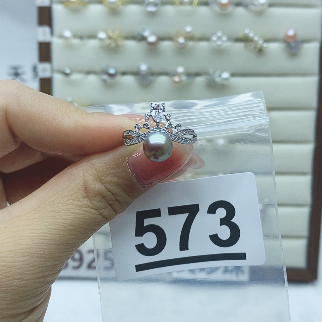 淡水珍珠戒指银S925镶嵌啊*573