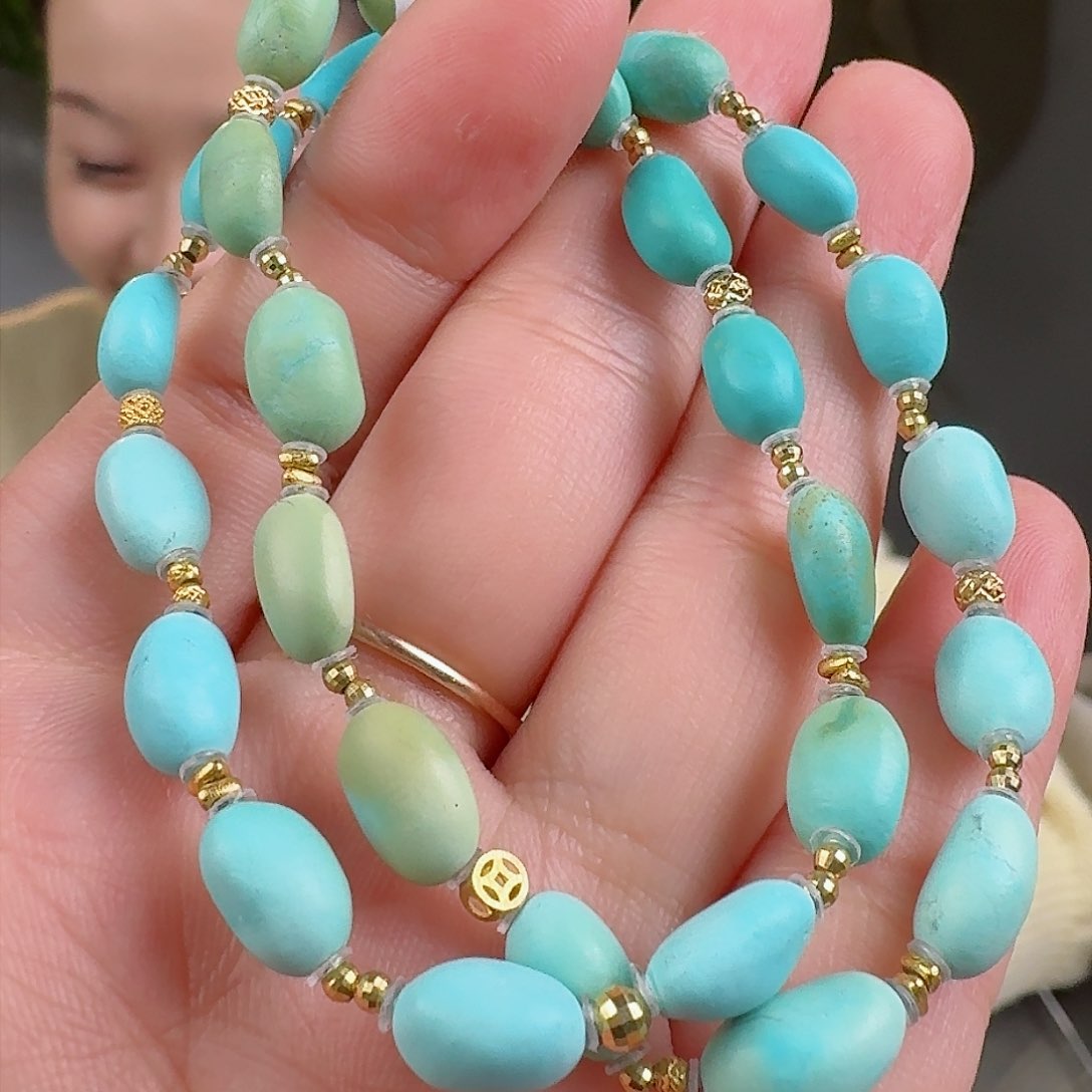 绿松石珠宝奇石18K金镶嵌