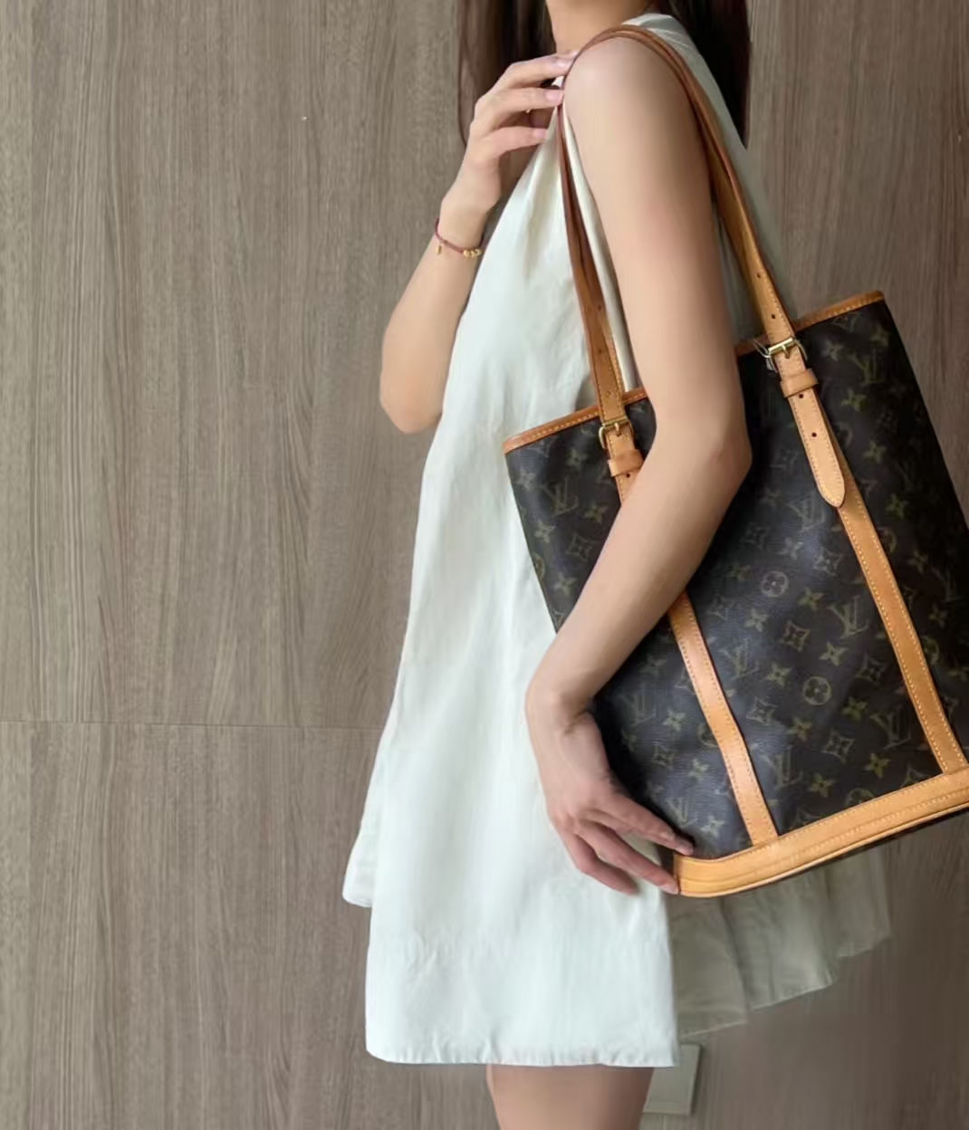 修复品LouisVuitton/路易威登经典老花大水桶单肩手提包后换内里