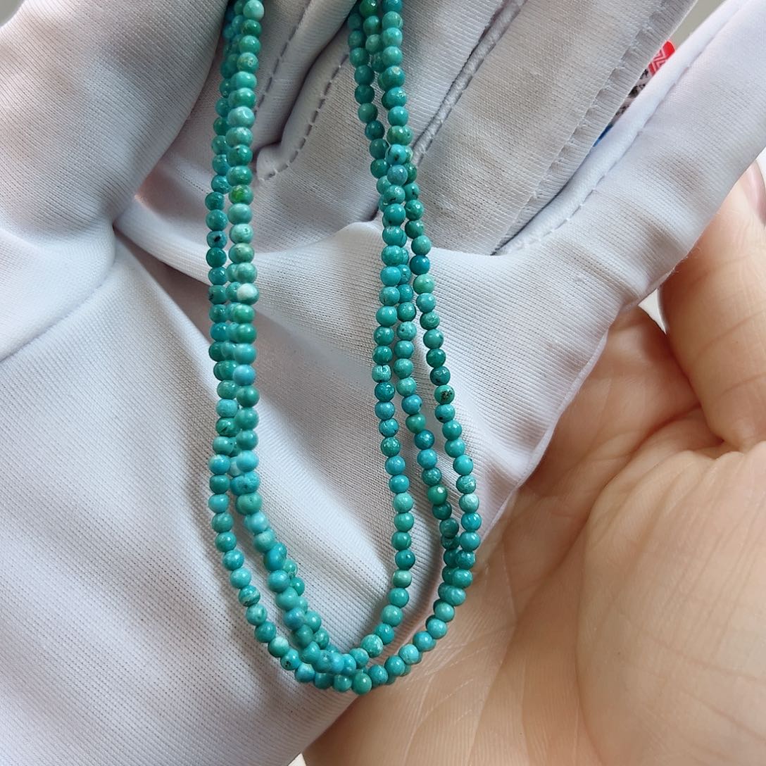 绿松石银S925镶嵌03小米珠108卡2+