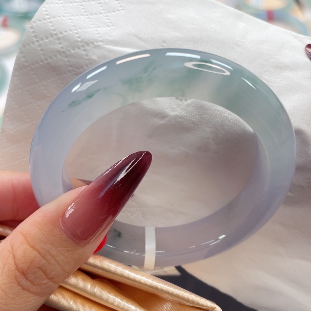 未镶嵌手镯翡翠30号53厚装冰紫飘兰花性价比高