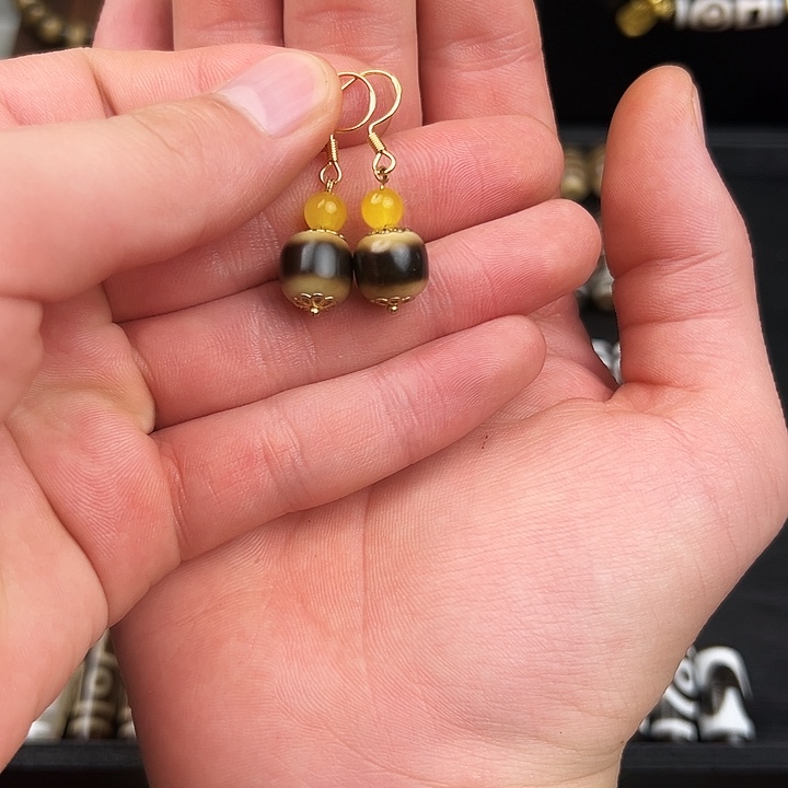 玛瑙/玉髓颈饰合金福利一线珠耳钉