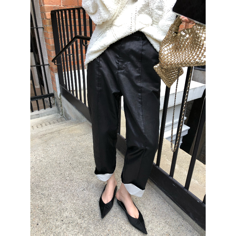 ZHAIAIAIA【趣味玩家】经典复古通勤设计感黑色休闲裤K40650GK61.