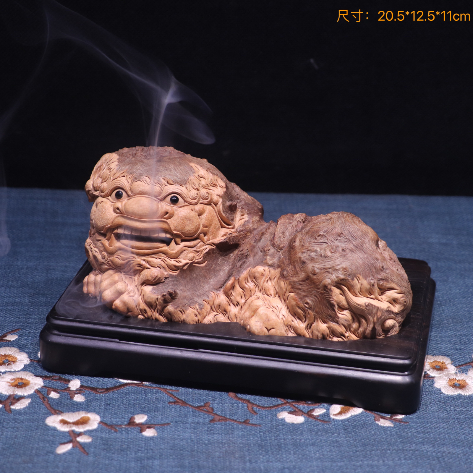 荔枝木瘤疤巧雕狻猊狮子香炉随型香炉雕刻摆件茶室摆件-558号