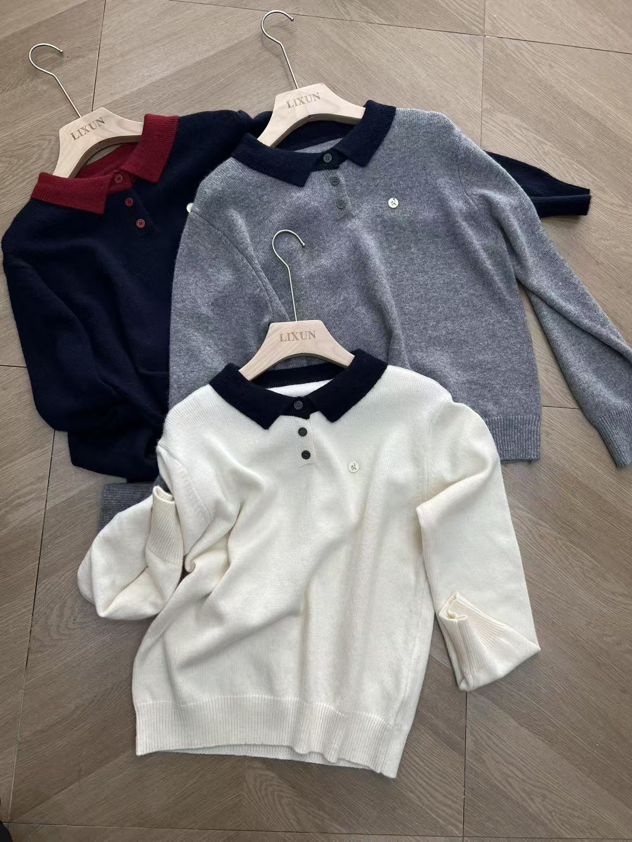 031冬季POLO领长袖毛针织打底衫翻领