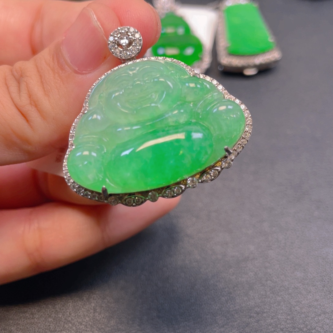 翡翠银S925镶嵌吊坠(不含链)