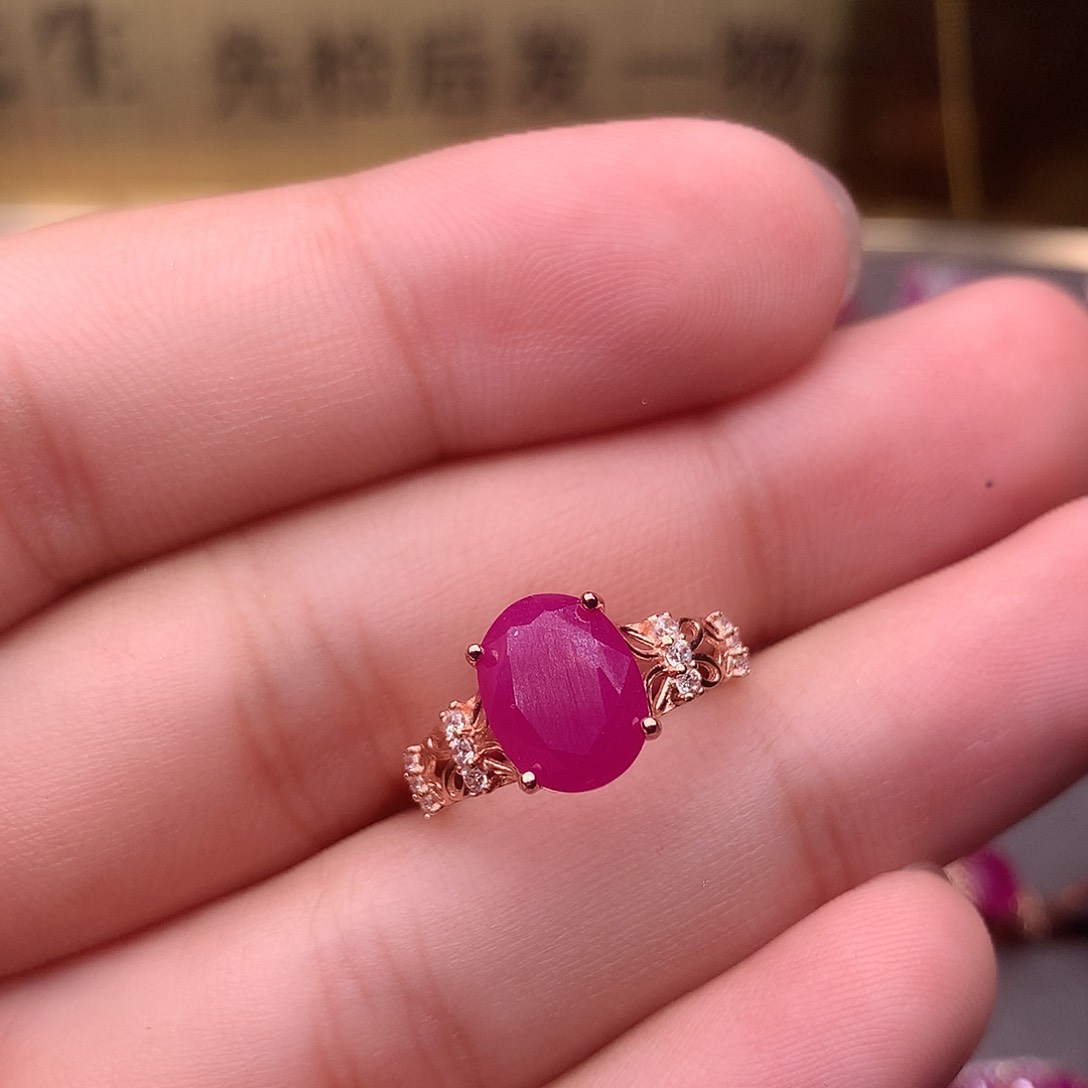 红宝石戒指银S925镶嵌