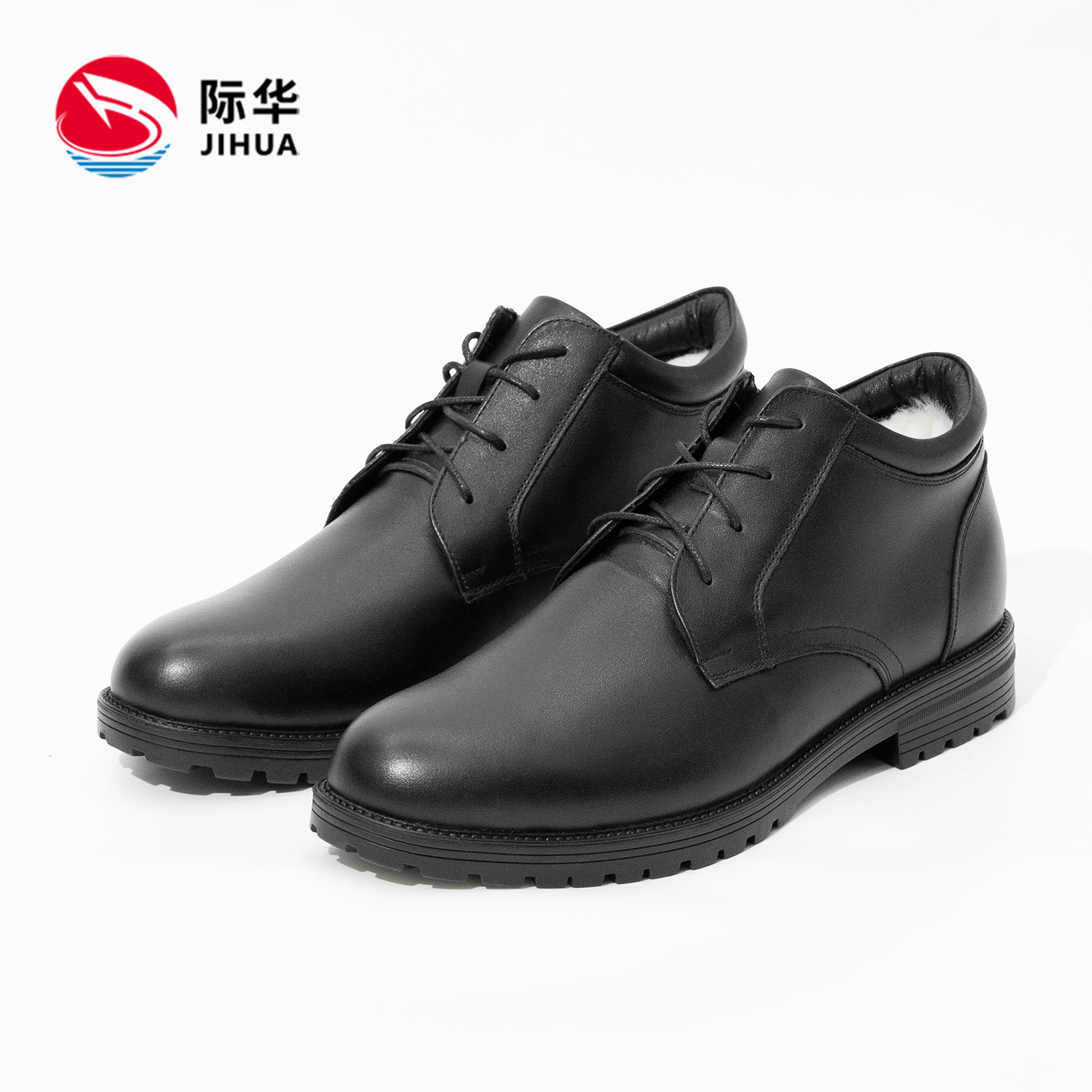 际华真牛皮羊毛皮鞋冬季保暖防滑舒适男士商务休闲皮鞋休闲鞋系带