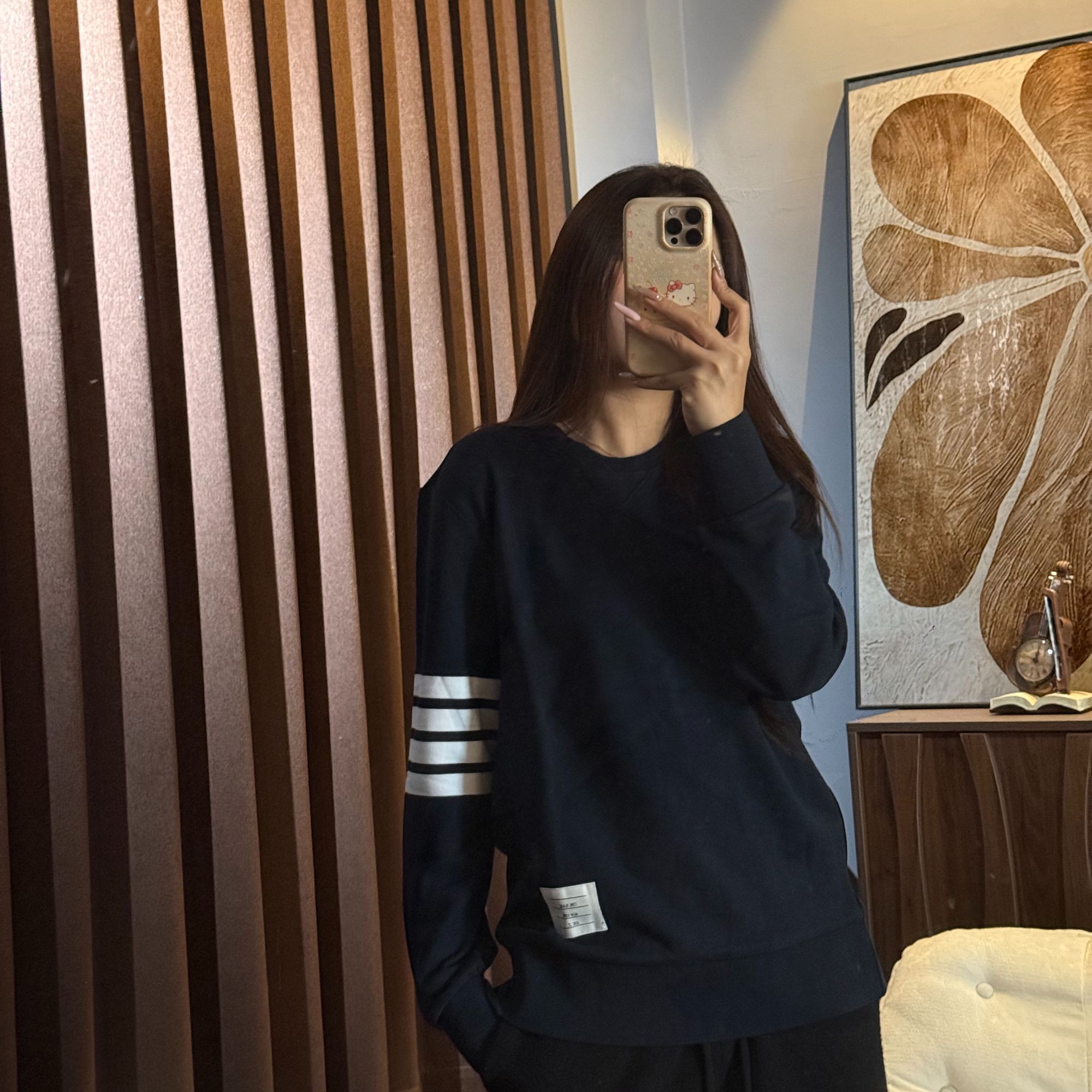 WG喵喵【A338】美式老钱经典四条纹圆领套头卫衣男女同款