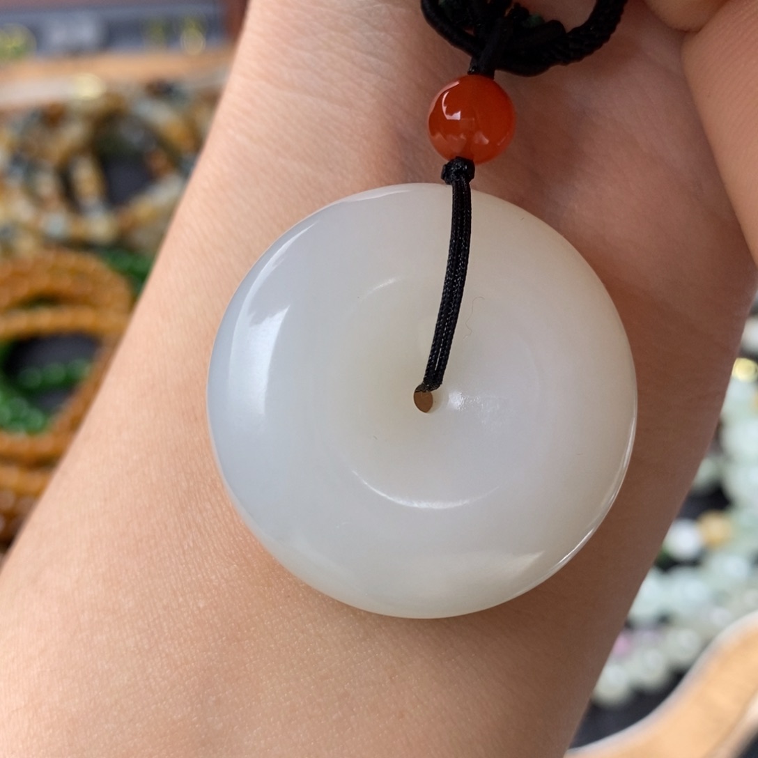 和田玉新疆白玉平安扣33未镶嵌