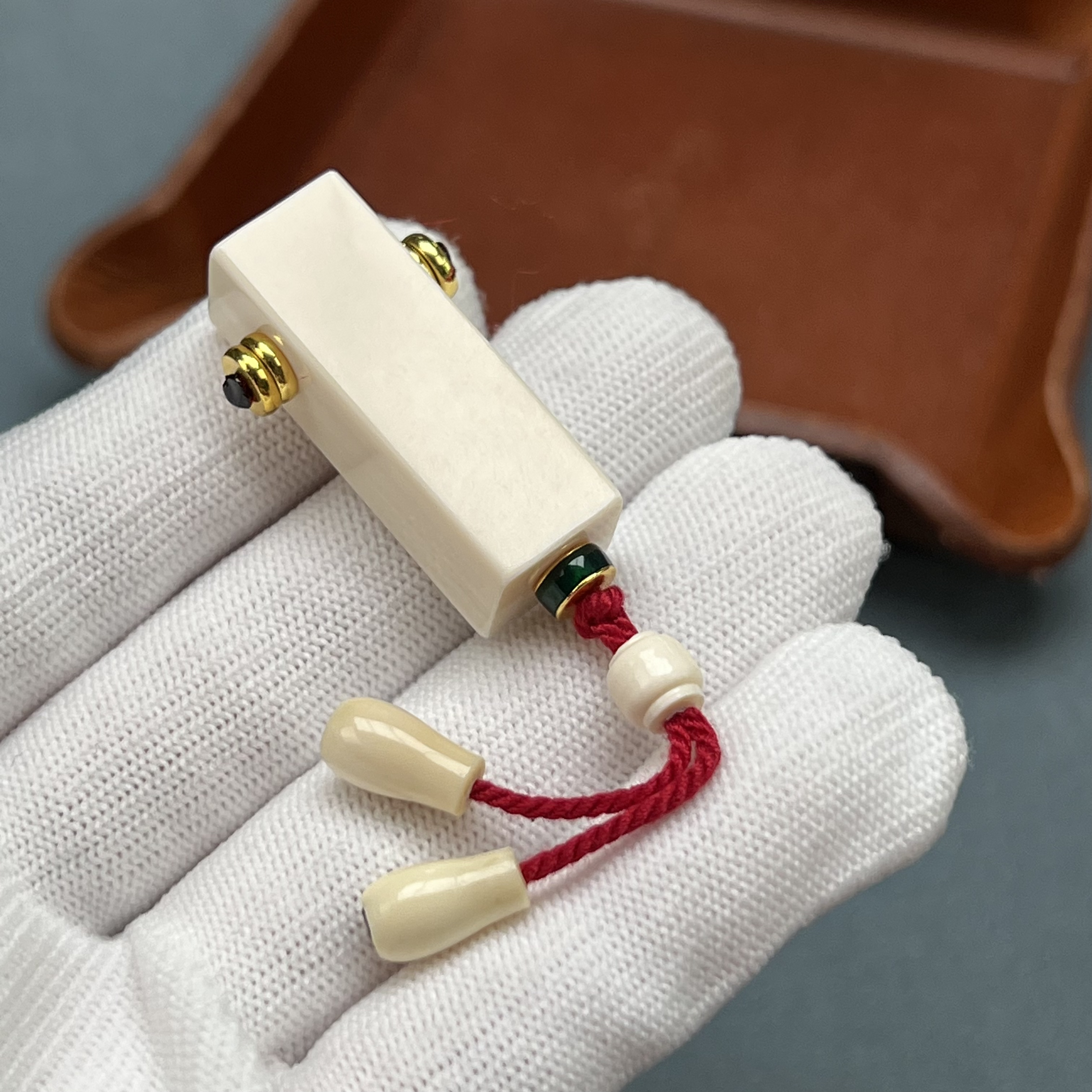 D3524天然猛犸牙 一字三通套装12.3x33.8mm支持鉴定 假一罚四