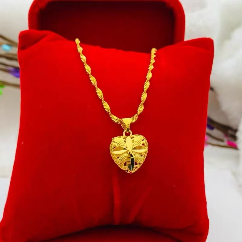 南非矿石 |金-四叶草爱心吊坠通体一色不掉色可换款