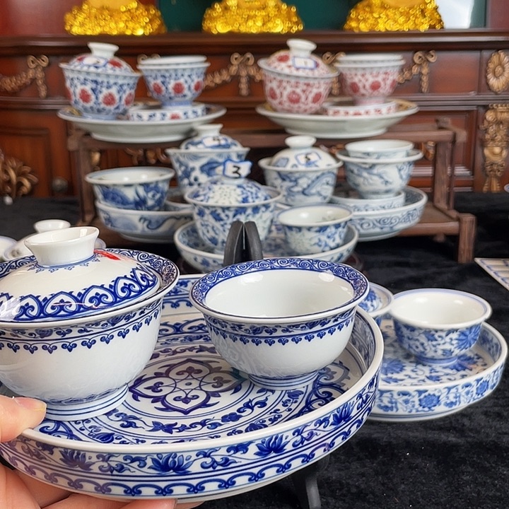 宝相花三件套茶具