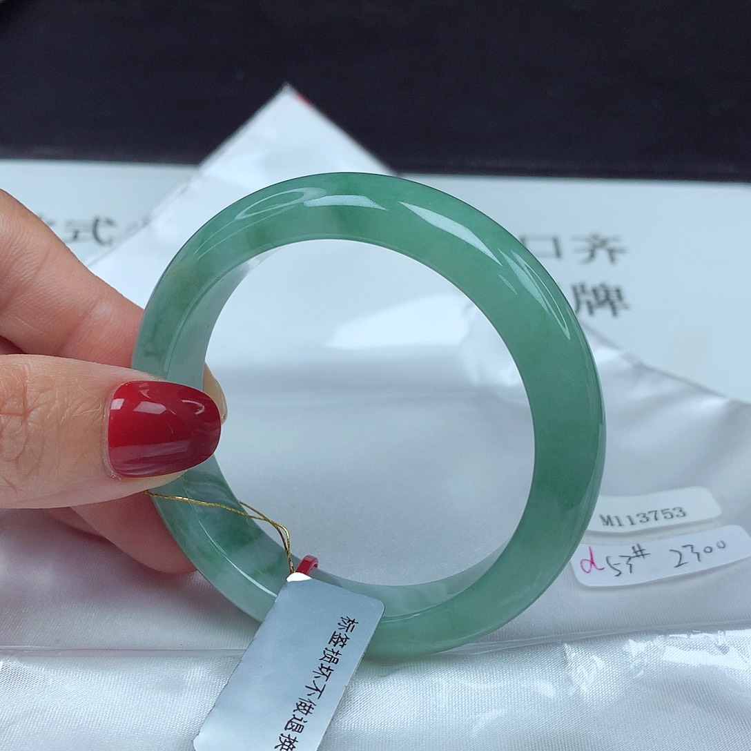 翡翠未镶嵌手镯53圈3753