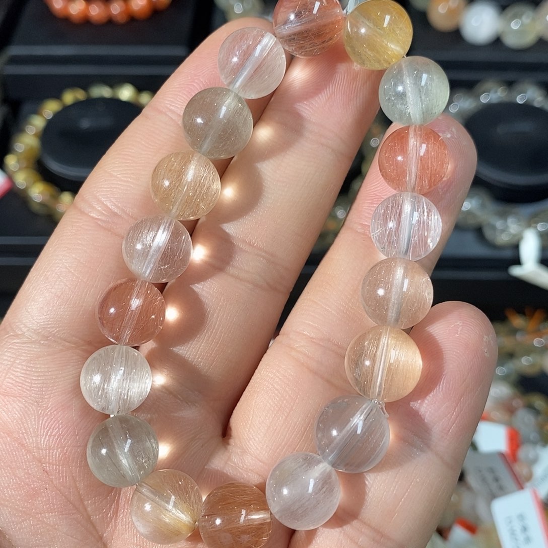 未镶嵌手链水晶彩兔毛