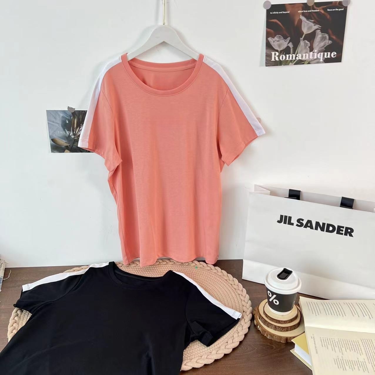 女夏季新款时尚拼接圆领短袖亲子B2286