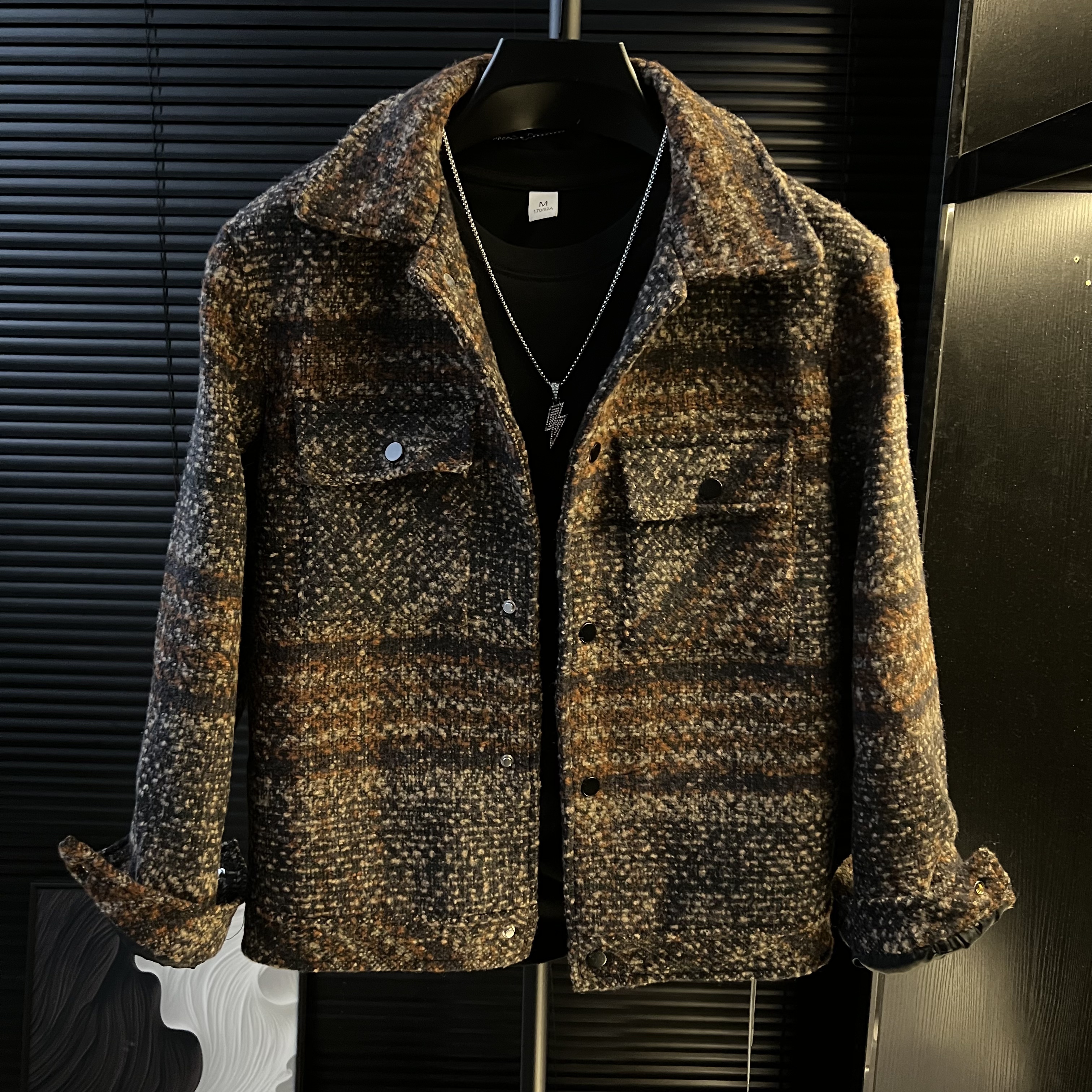 DB-潮牌翻领外套秋冬季2025新款加棉加厚棉服高级潮牌痞帅夹克