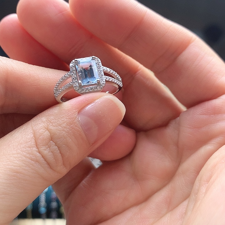 海蓝宝石戒圈银S925镶嵌