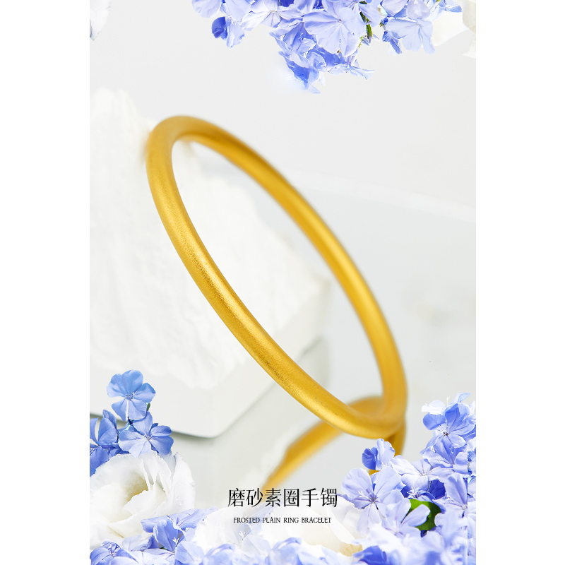 足银手镯 999足银古法传承银手镯女镯子实心手环送女友礼物