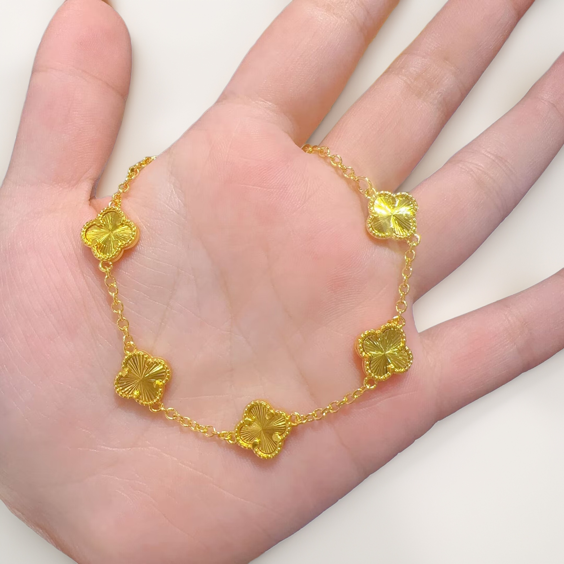 铜合金手链 复古/宫廷法式金色女素款首饰双面欧若智性风