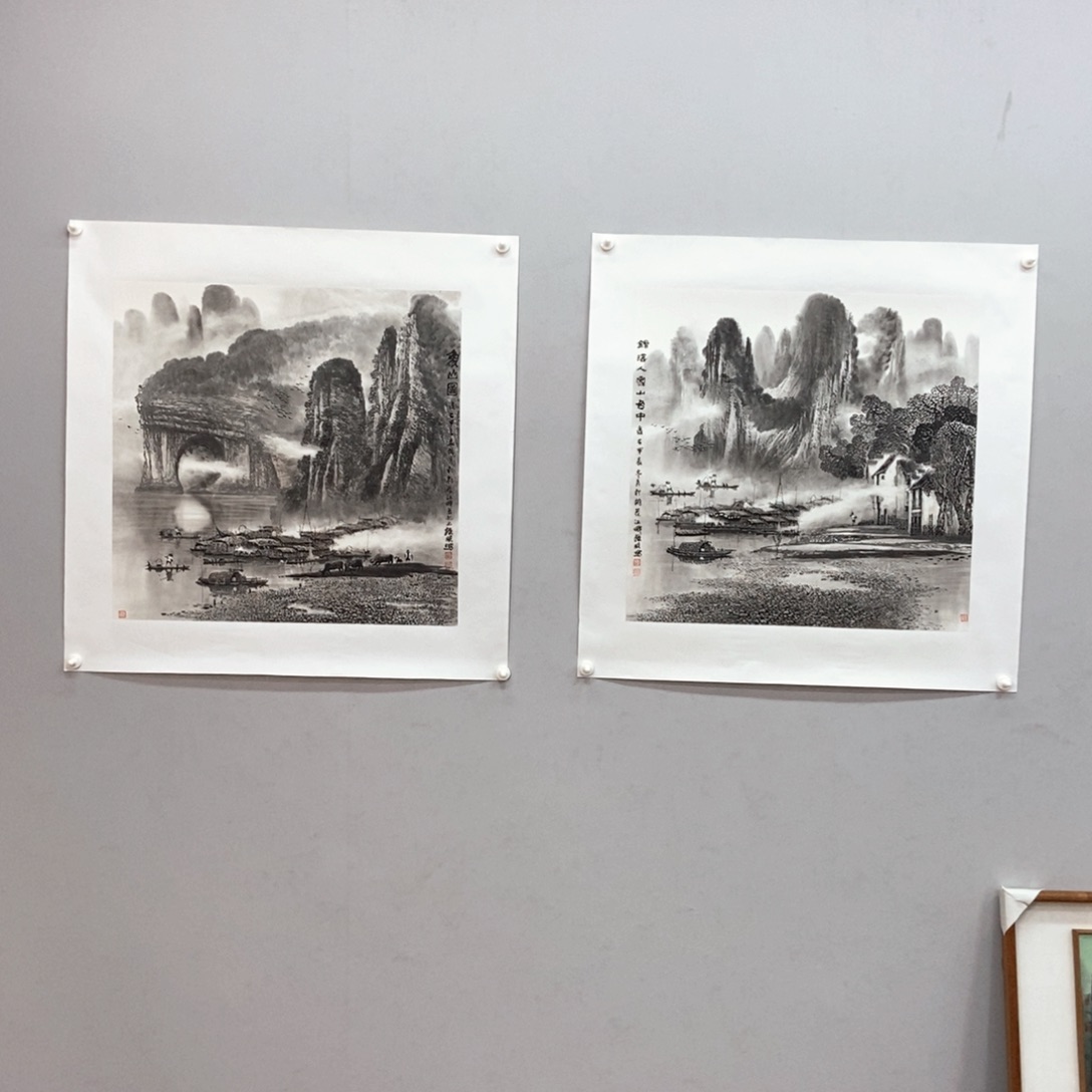 国画莫桂明四尺斗方精品佳作2幅一起打包价