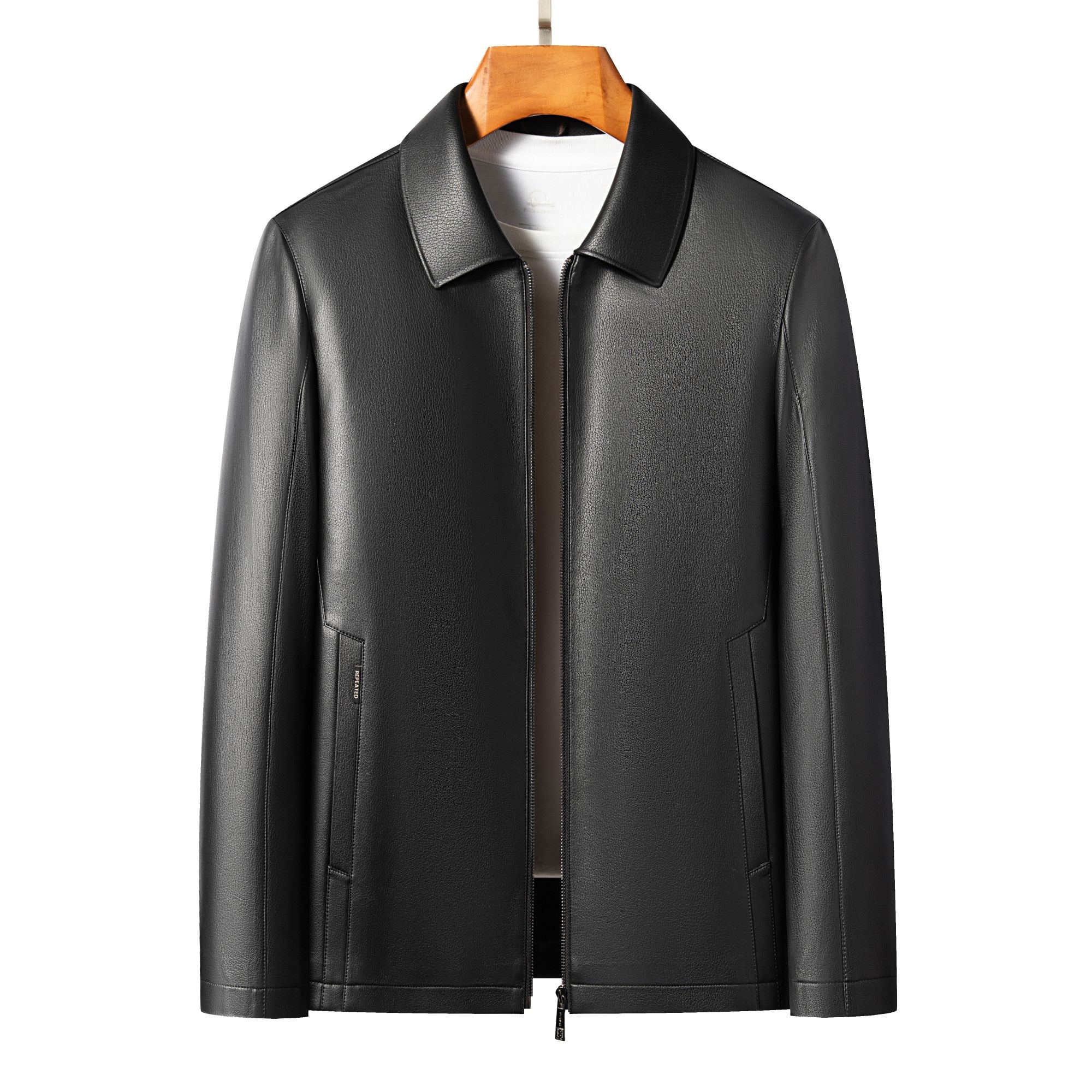 SKS高定男士秋冬25年新款时尚头层山羊皮翻领夹克皮衣