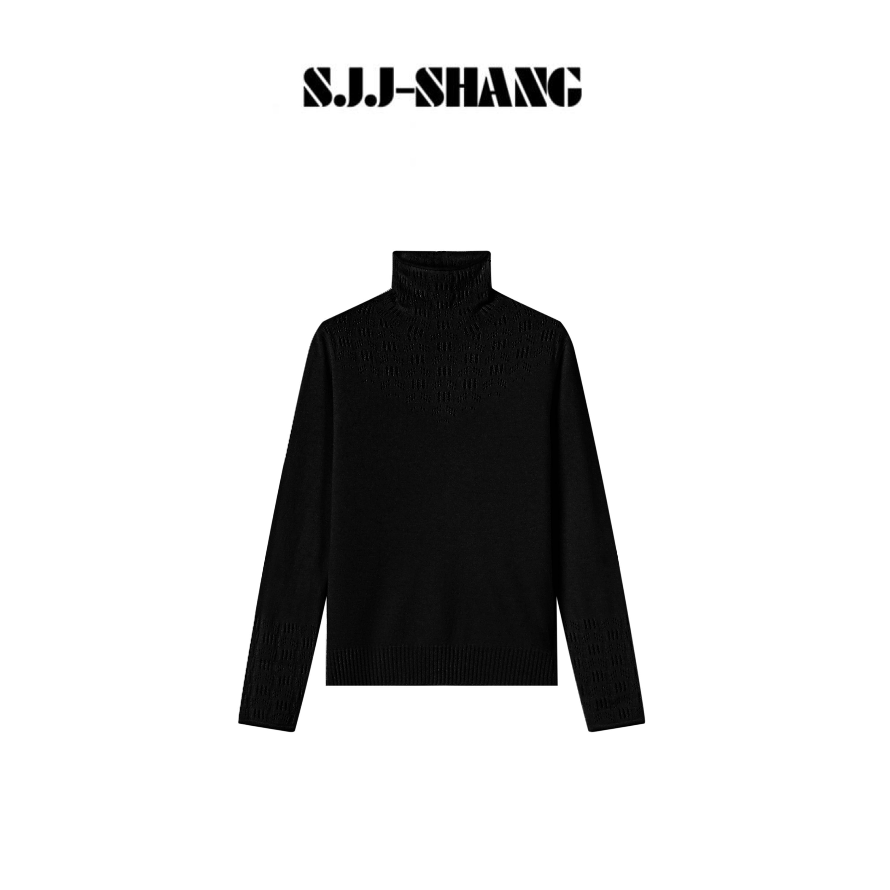 SJJ-SHANG【落花堆堆领】澳洲100羊毛钩花镂空保暖针织毛衫q136584p