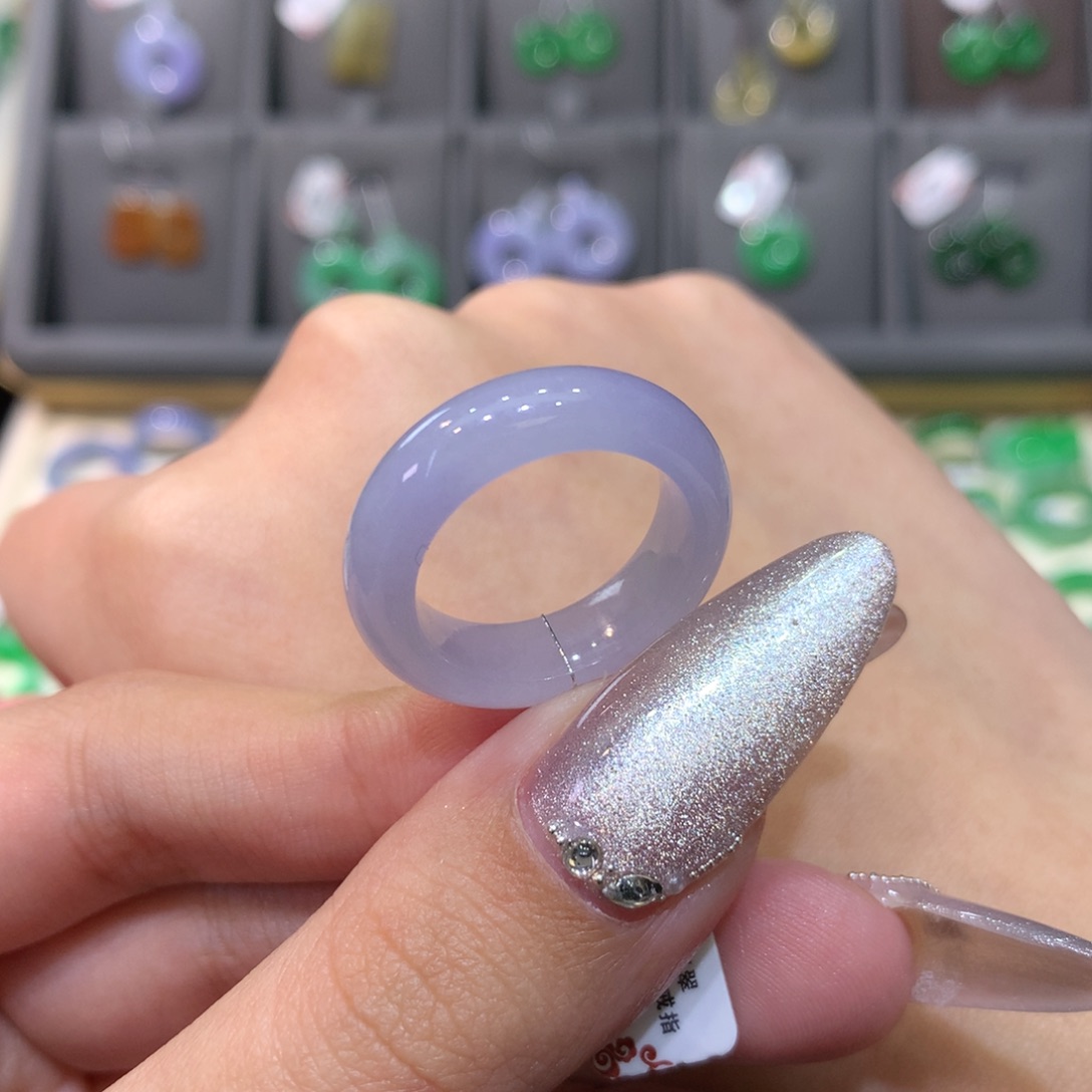 翡翠戒指未镶嵌你*14粉紫戒圈