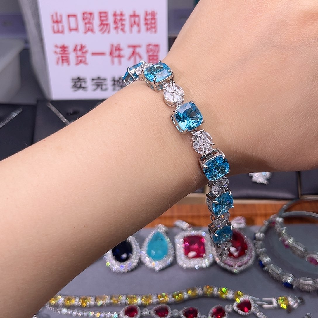 银S925镶嵌手链托帕石叠加2单150价格前面手链