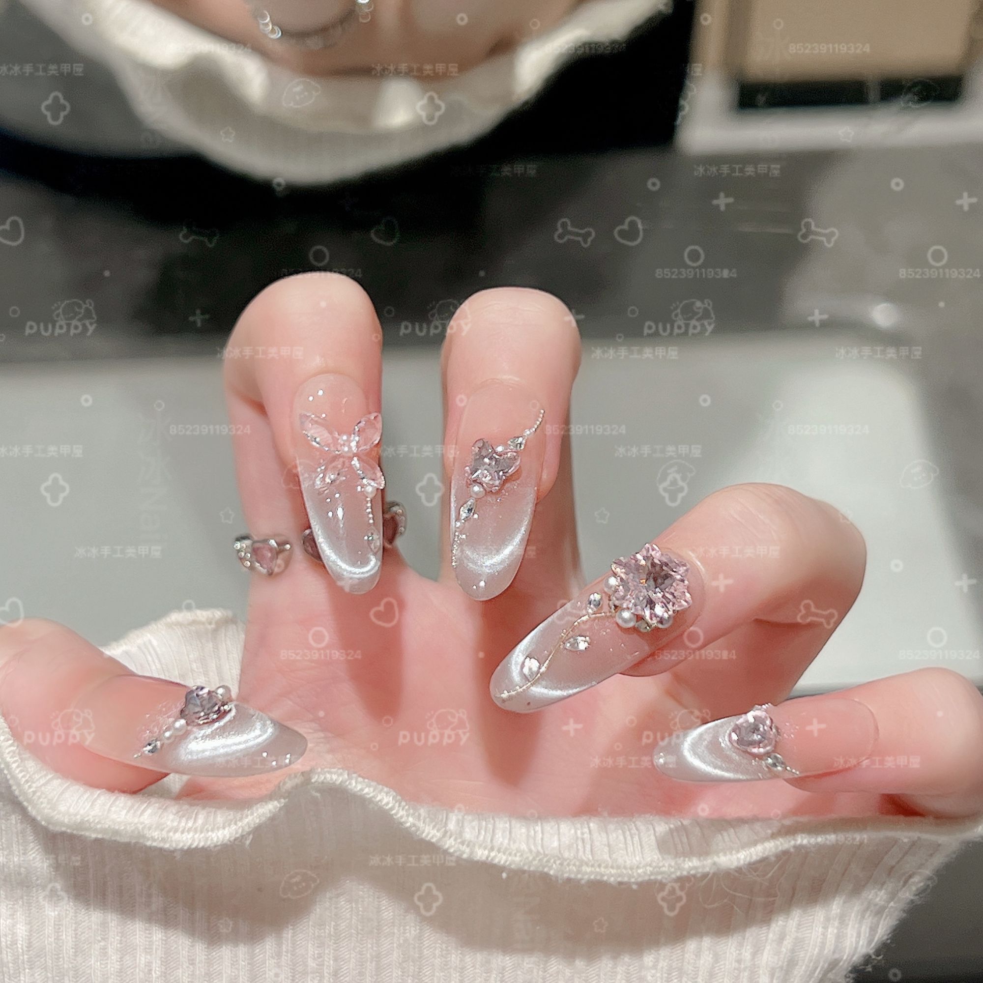 【蝴蝶梦境】时尚清新纯欲高级感成品美甲穿戴式手工穿戴甲