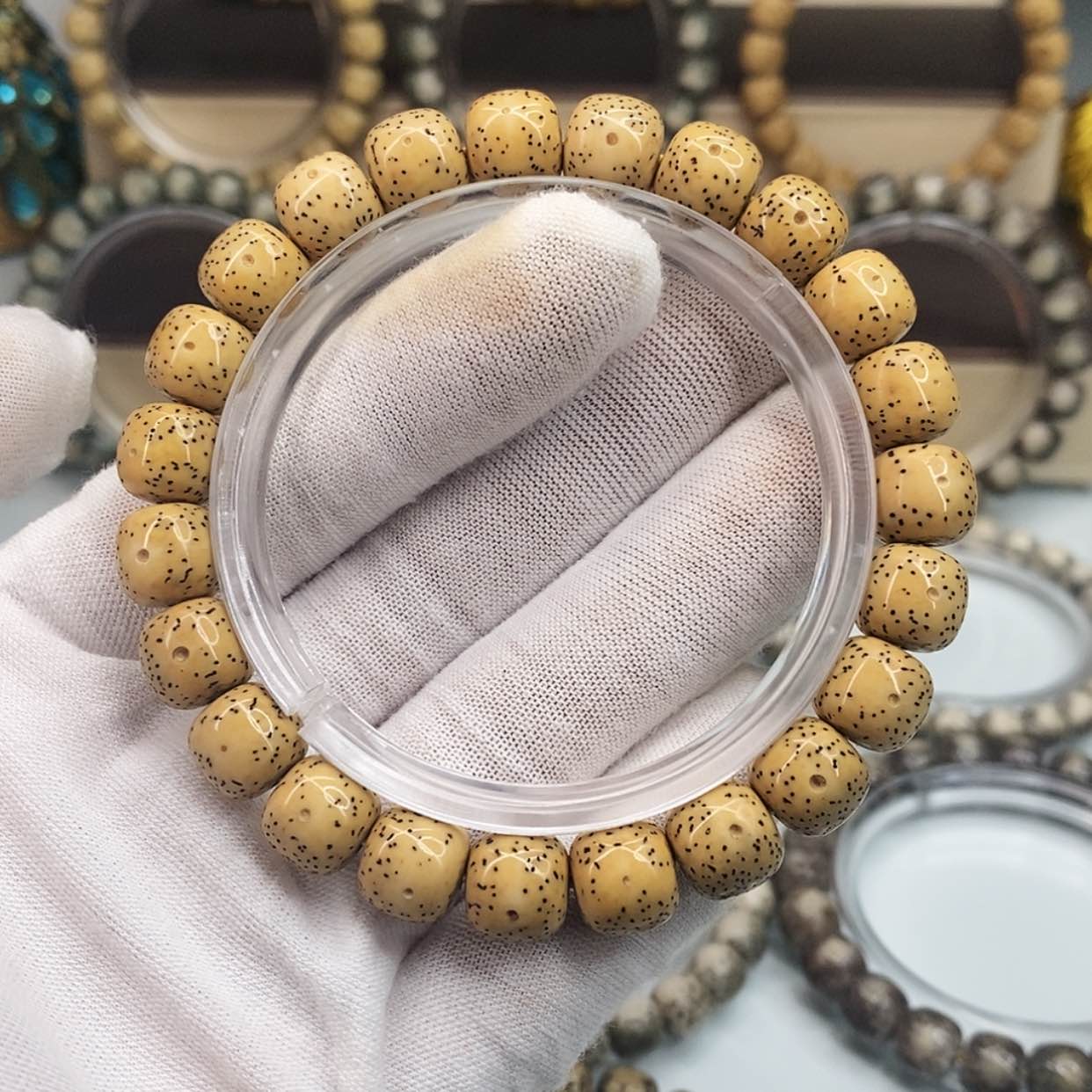 【闪购商品】星月菩提手串9×10一物一图原生态同枝古瓷白月朗星稀