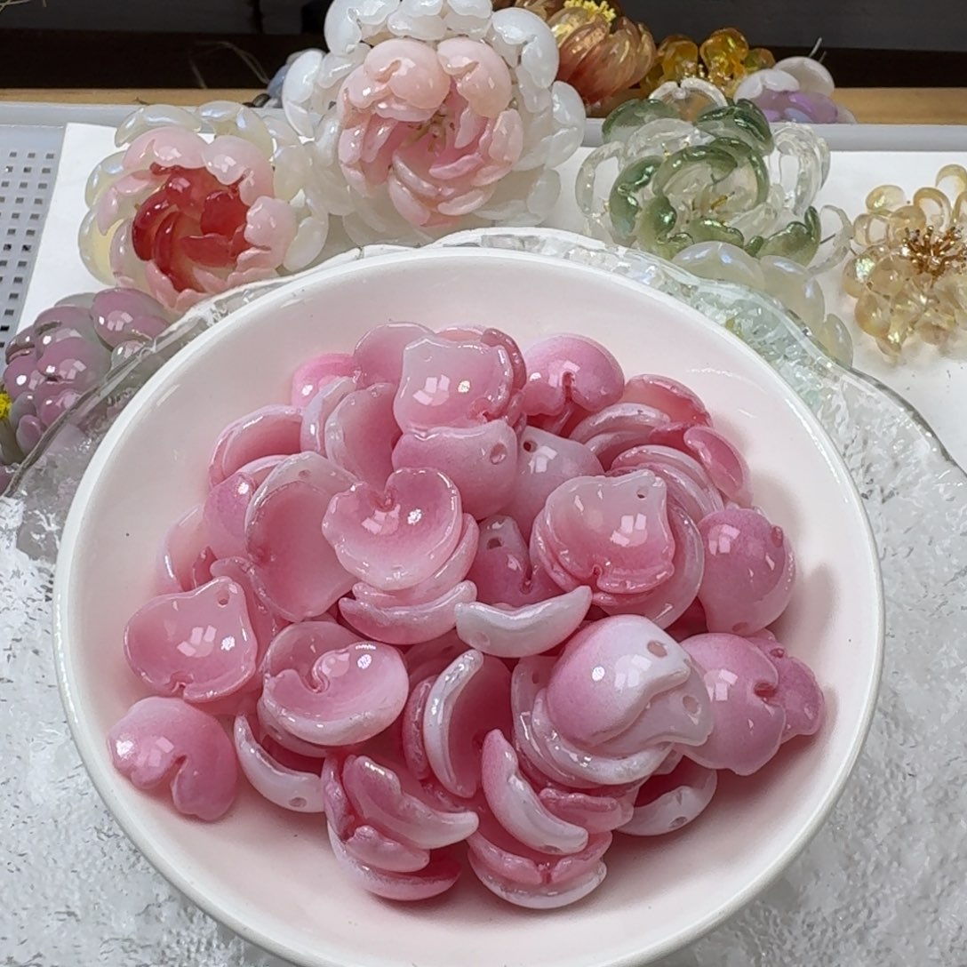 琉璃73号双面瓷勺药花