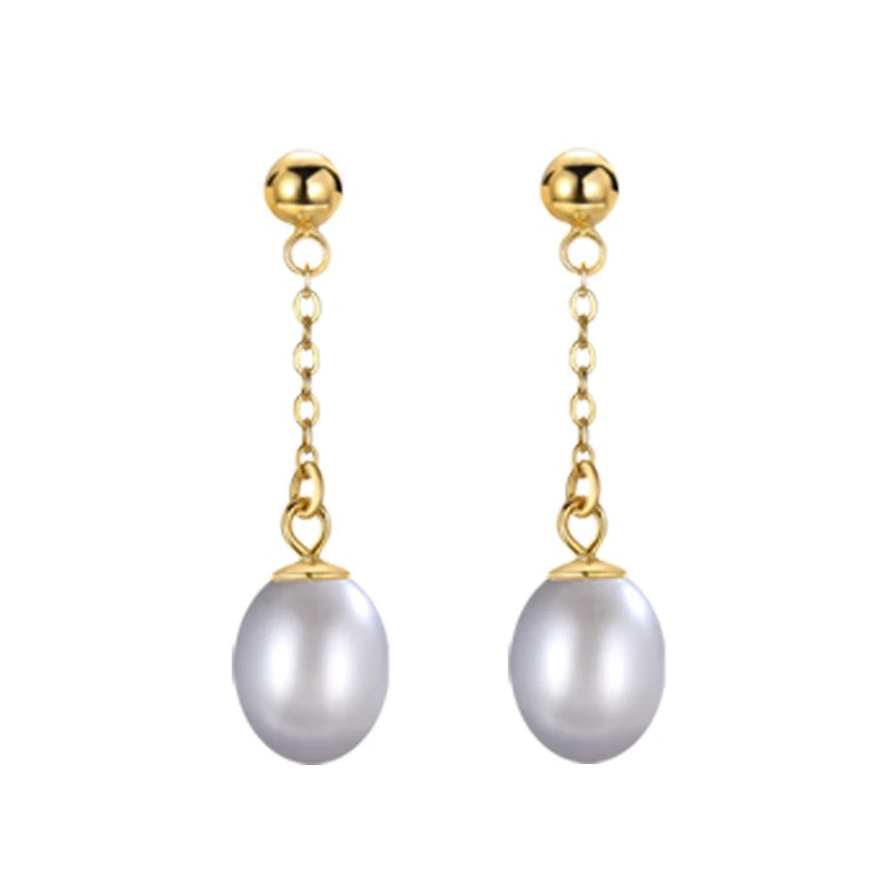 欣[泉水 ]7-8mm 淡水珍珠 银925耳饰 气质白色时尚百搭 EH80007SY