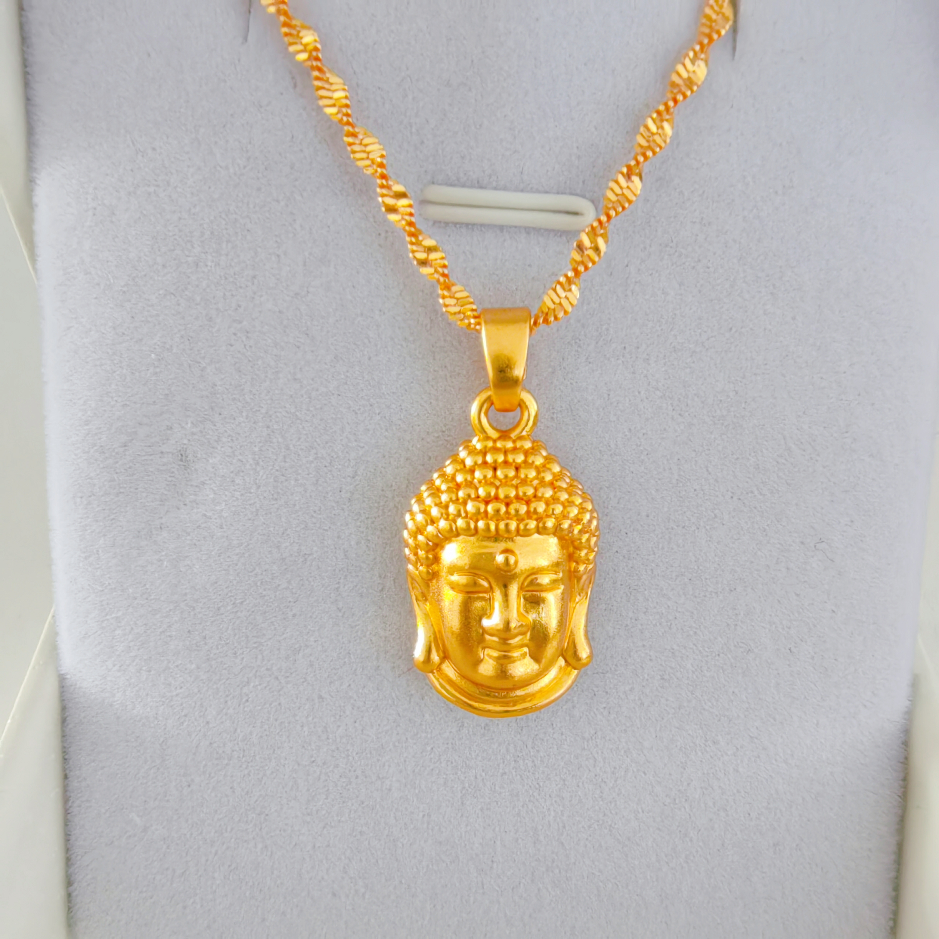 铜合金吊坠 精品小号佛头吊坠 经典款百搭（水波纹项链）