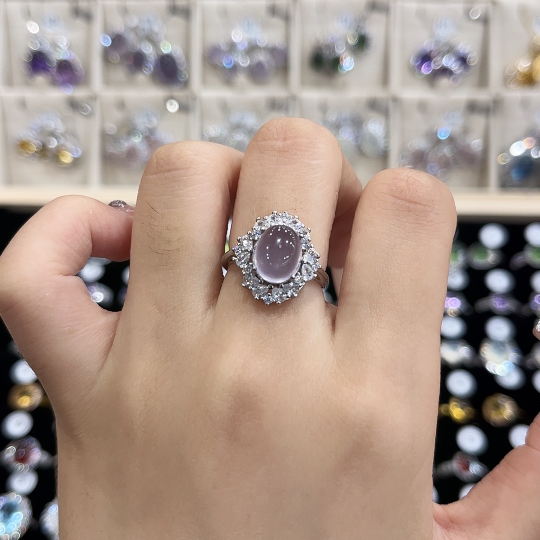 达***-银S925镶嵌戒指萤石