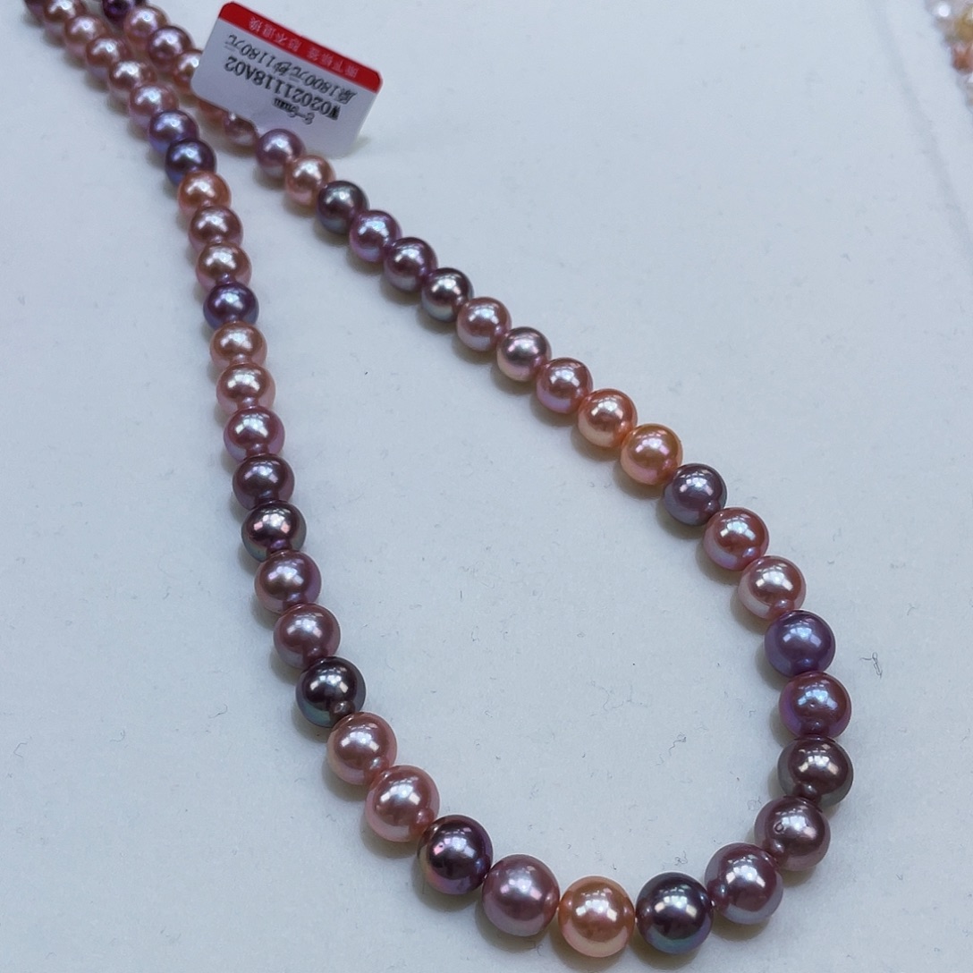 淡水珍珠颈饰银S925镶嵌8/9爆亮糖果珠正圆干净