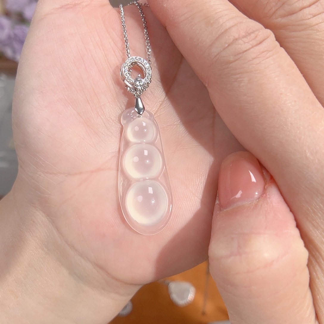 锆石坠链均925银福豆