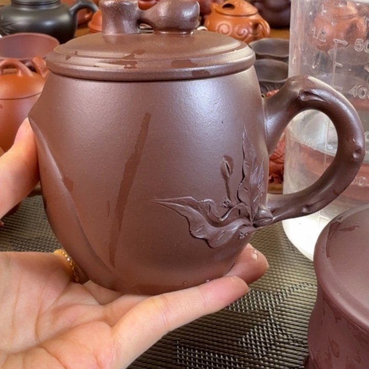 如***9茶壶紫砂紫泥盖杯