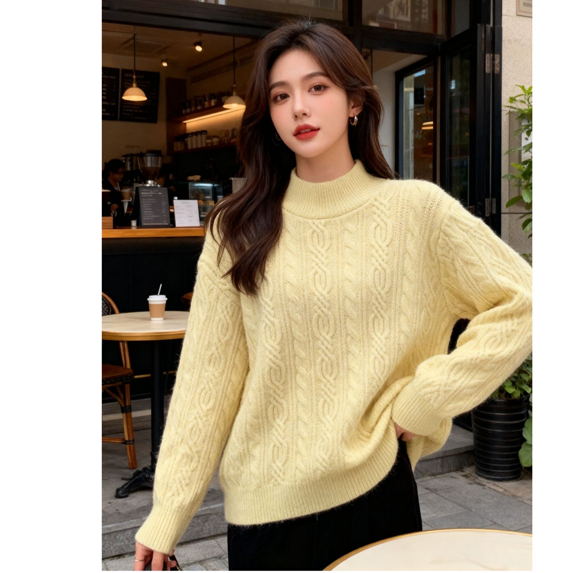 25005#时尚麻花辫百搭针织衫毛衣/c5-1