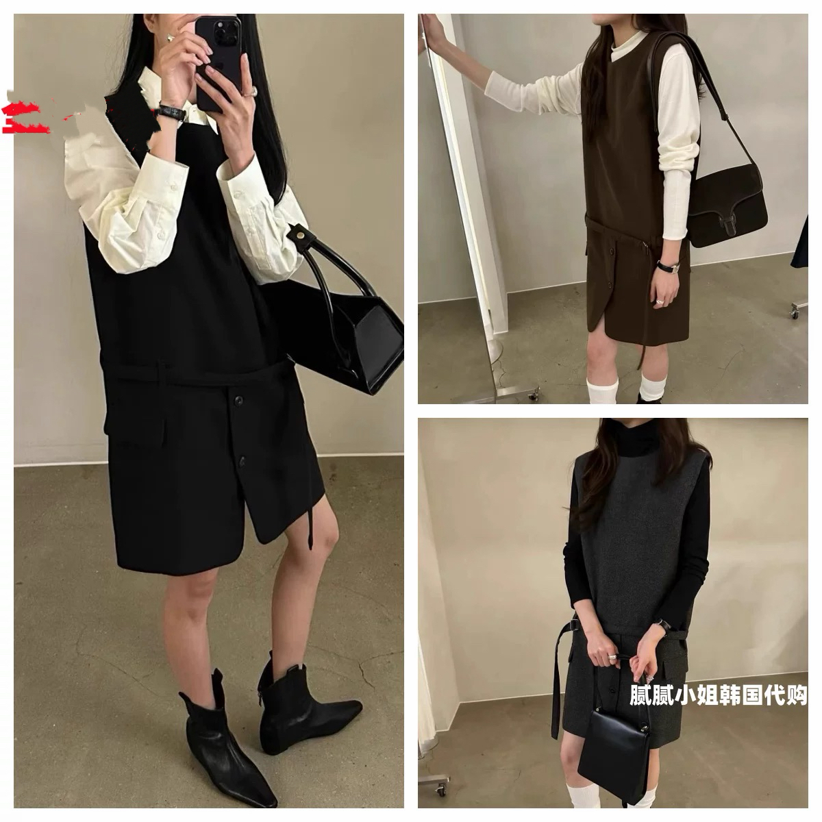 灰灰呀！意法货 一见钟情 韩代小众高级感优雅通勤西装背心连衣裙