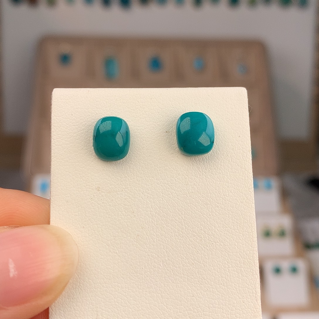 绿松石银S925镶嵌耳饰