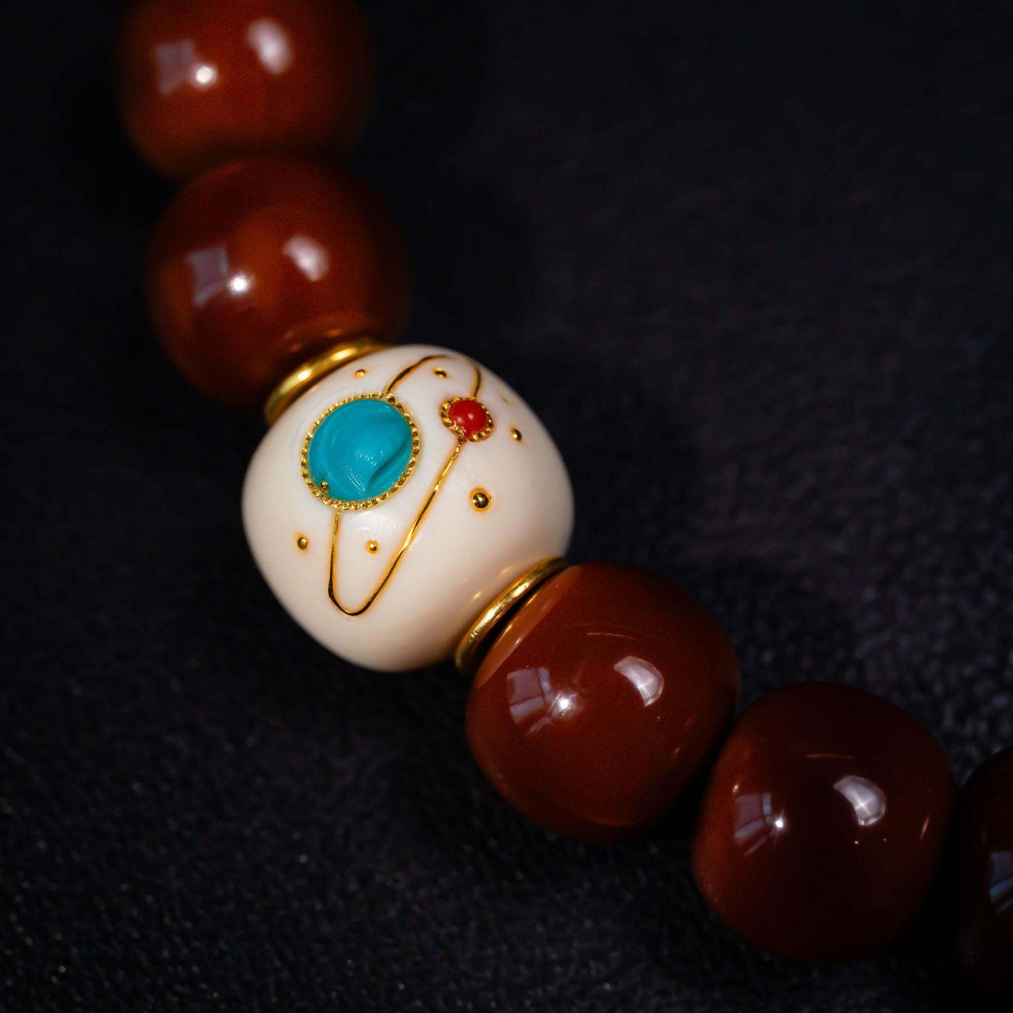 猛犸牙精工“佛眼星云”老型珠配饰