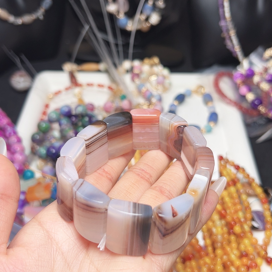 玛瑙/玉髓未镶嵌珠宝半成品T21 天然缠丝玛瑙手牌