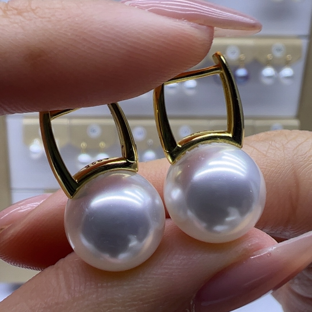 银S925镶嵌淡水珍珠耳饰