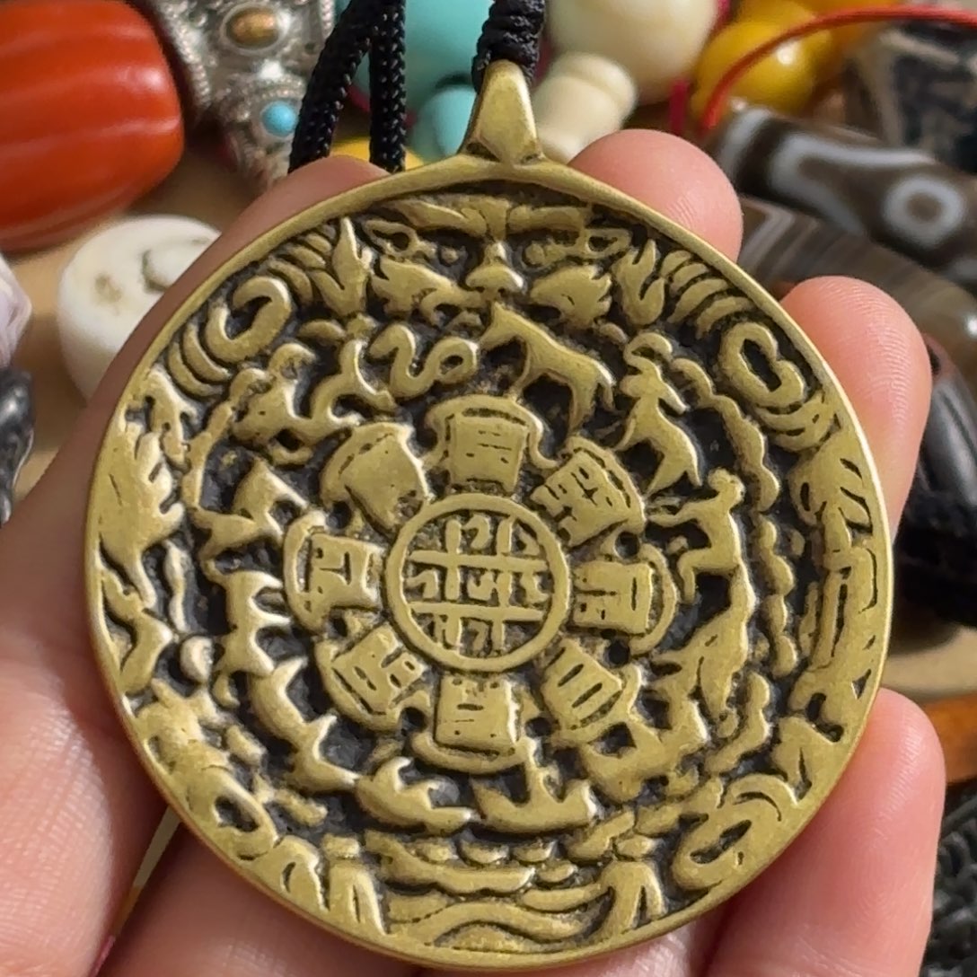 泥塑藏传 九宫八卦牌 豪雄 黄利玛铜